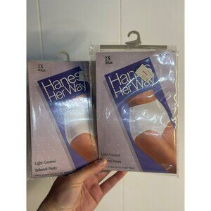 VTG 80s Hanes Her Way Light Control Tailored Panty - White, 2X (New Old Stock)